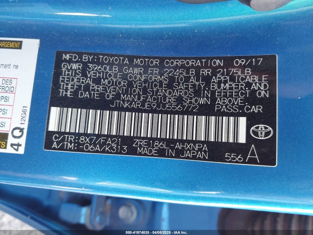 JTNKARJE9JJ556772 Toyota COROLLA IM