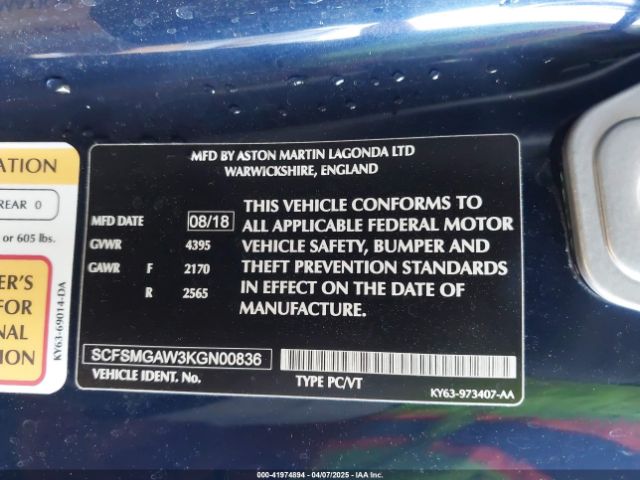 SCFSMGAW3KGN00836 Aston Martin Vantage