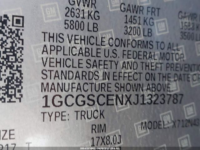 1GCGSCENXJ1323787 Chevrolet Colorado Lt