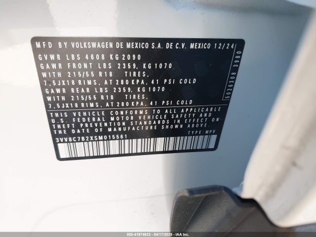 Volkswagen tsi 2025 3VV8C7B2XSM015561 Image 9