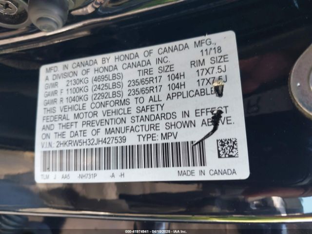 2HKRW5H32JH427539 Honda CR-V LX