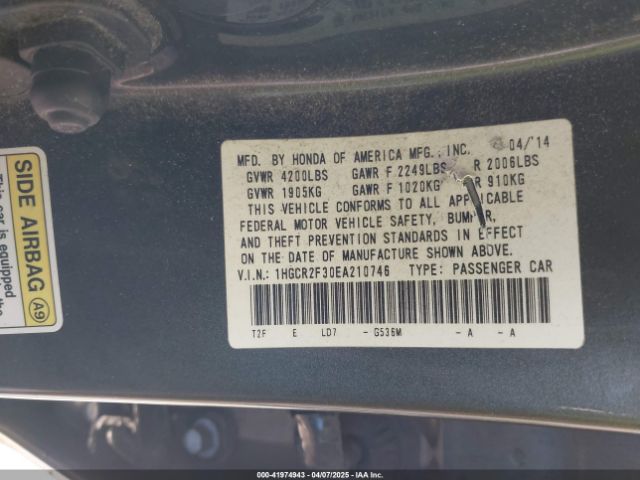 1HGCR2F30EA210746 Honda ACCORD LX