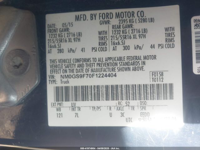 NM0GS9F70F1224404 Ford Transit Connect Xlt