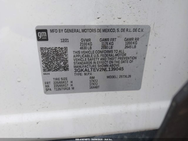 3GKALTEV2NL139045 GMC Terrain Awd Sle