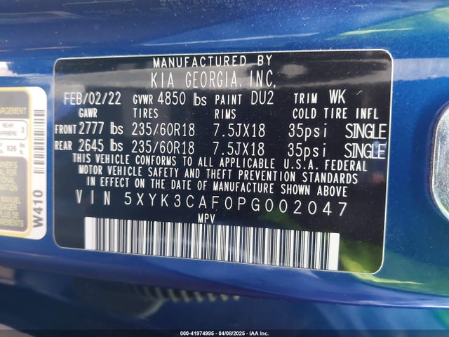 Продаж на аукціоні авто 2023 Kia Sportage Ex, vin: 5XYK3CAF0PG002047, номер лоту: 41974995