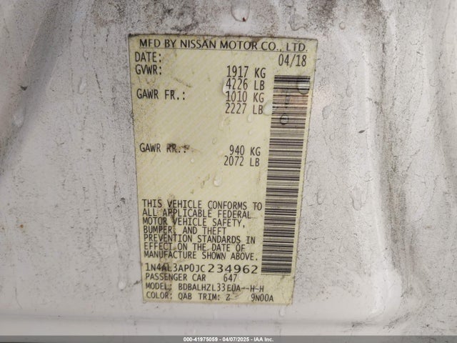 1N4AL3AP0JC234962 Nissan Altima