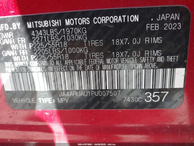 2023 MITSUBISHI OUTLANDER SPORT JA4ARUAU1PU007507 Photo 8