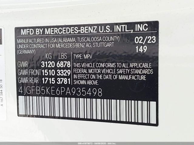 4JGFB5KE6PA935498 Mercedes-Benz Gle 450 4matic