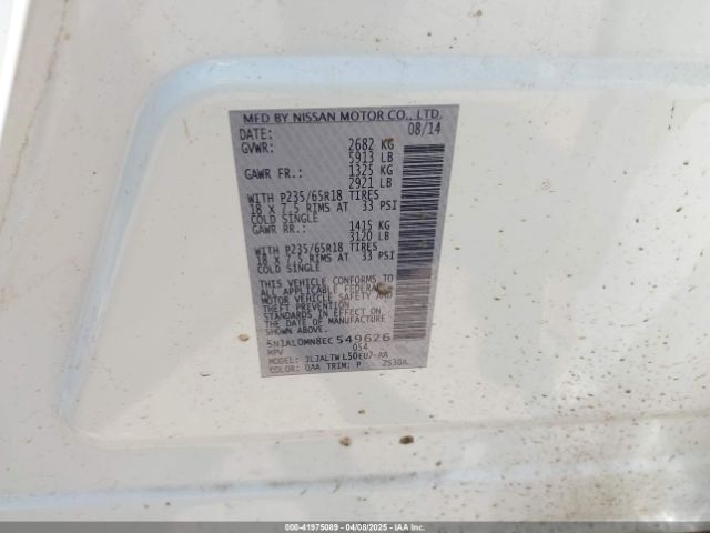 5N1AL0MN8EC549626 Infiniti QX60