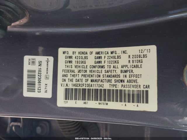 1HGCR2F33EA117042 Honda ACCORD LX