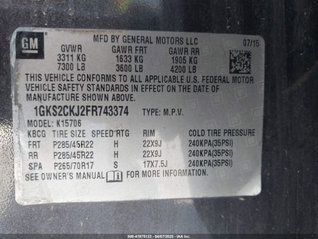 1GKS2CKJ2FR743374 GMC YUKON DENALI