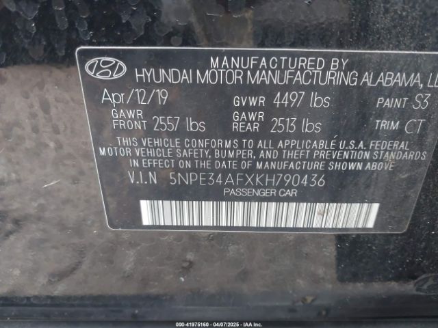 5NPE34AFXKH790436 Hyundai SONATA SEL