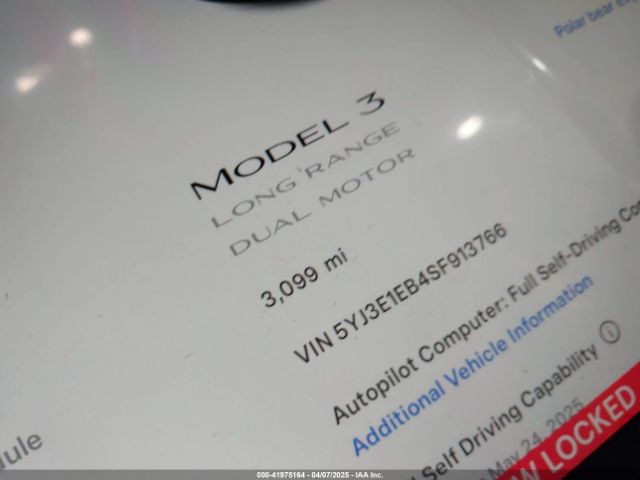 5YJ3E1EB4SF913766 Tesla Model 3 Long Range All-wheel Drive