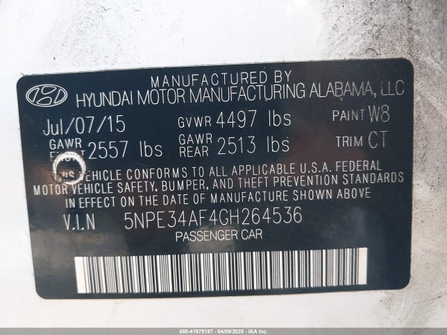 5NPE34AF4GH264536 Hyundai Sonata Sport
