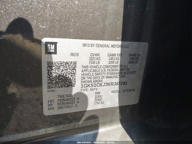 1GKS1CKJ3KR387241 GMC YUKON DENALI
