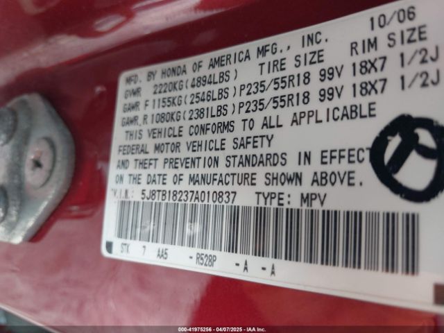 2007 ACURA RDX 5J8TB18237A010837 Photo 8