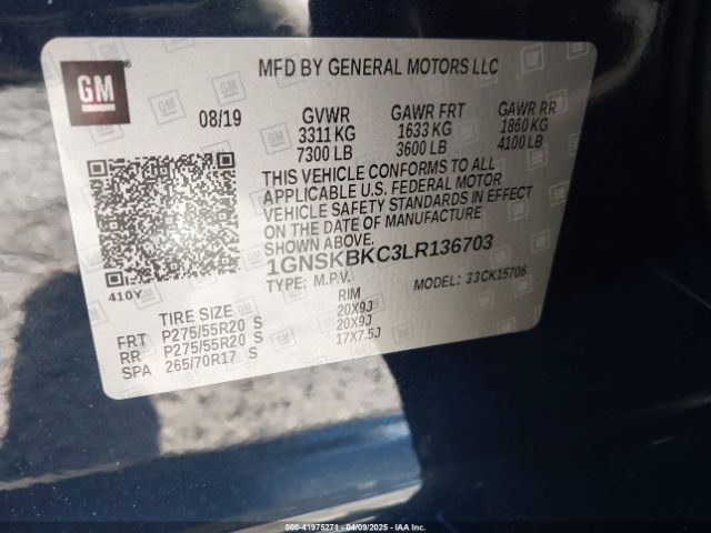 1GNSKBKC3LR136703 Chevrolet Tahoe 4wd Lt