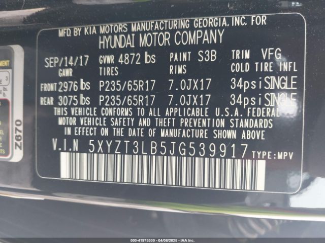 2018 HYUNDAI SANTA FE SPORT 5XYZT3LB5JG539917 Photo 8