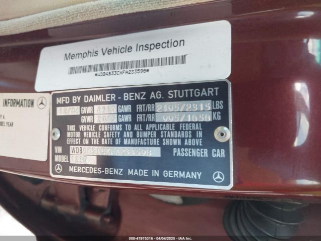 1985 MERCEDES-BENZ 300 WDBAB33CXFA233598 Photo 8