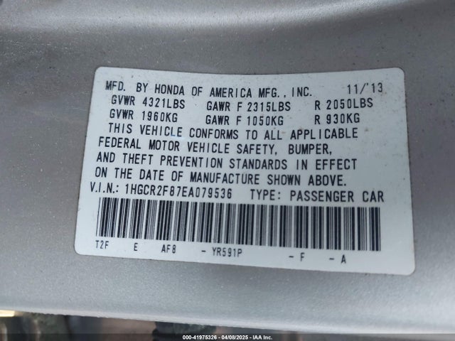 Honda Accord Ex-l 2014 1HGCR2F87EA079536 Image 9