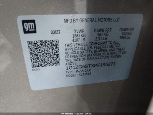 1G1ZG5STXPF195273 Chevrolet Malibu Fwd Rs