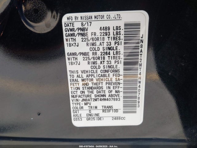 JN8AT2MT4HW407893 Nissan Rogue Sl