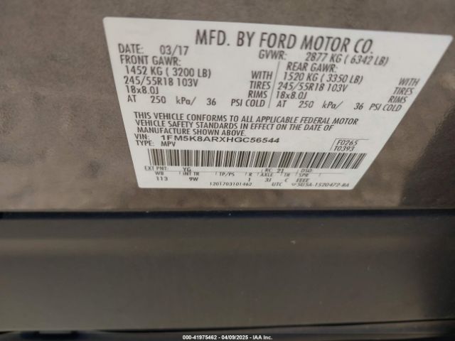 1FM5K8ARXHGC56544 Ford Police Interceptor