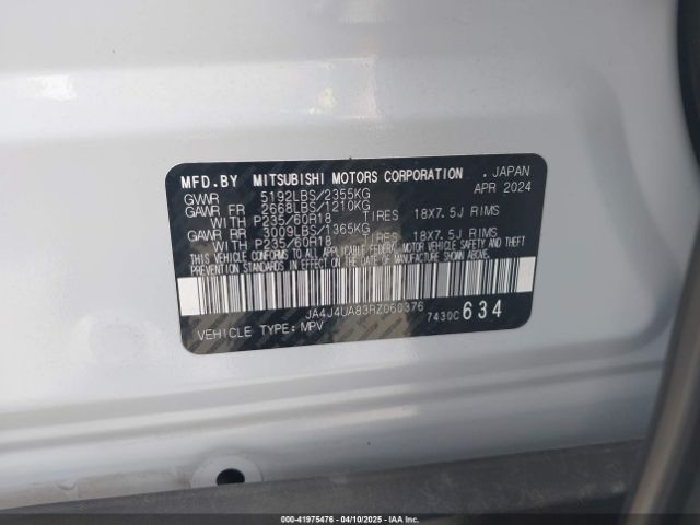 JA4J4UA83RZ060376 Mitsubishi Outlander Es 2.5 S-awc