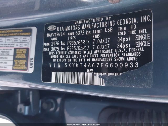 5XYKT4A67FG600933 KIA SORENTO LX