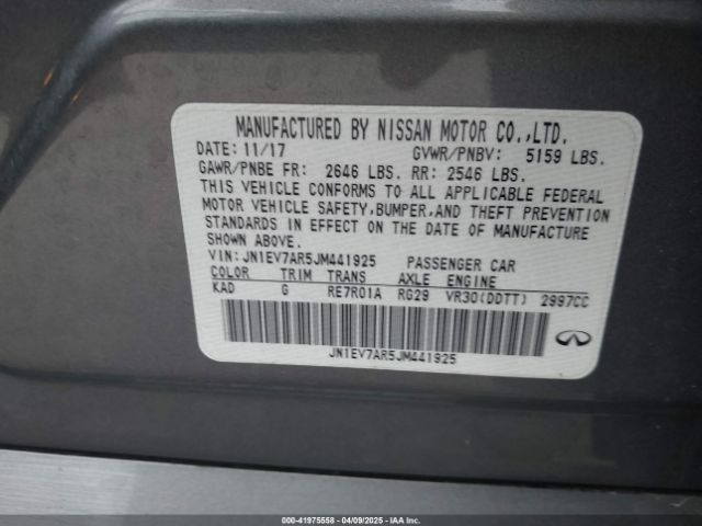 JN1EV7AR5JM441925 Infiniti Q50 3.0t Luxe