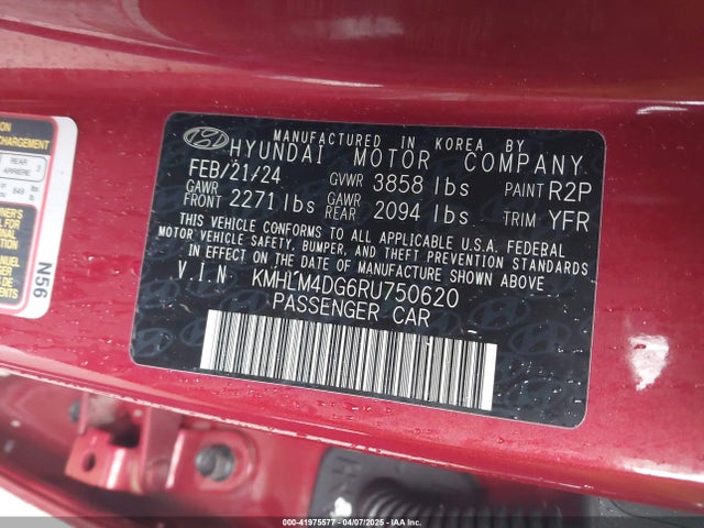 KMHLM4DG6RU750620 Hyundai ELANTRA SEL
