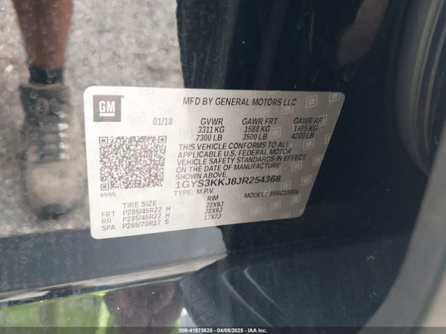 1GYS3KKJ8JR254368 Cadillac Escalade Esv Platinum