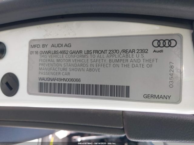 2017 AUDI A4 WAUGNAF49HN006066 Photo 8