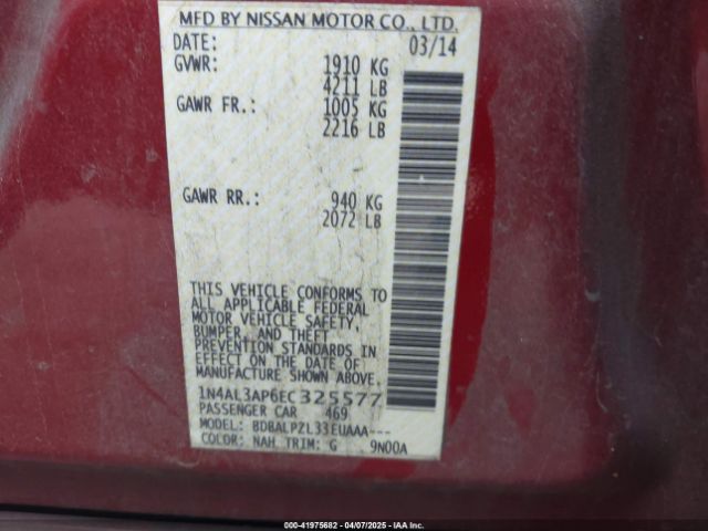 1N4AL3AP6EC325577 Nissan ALTIMA 2.5