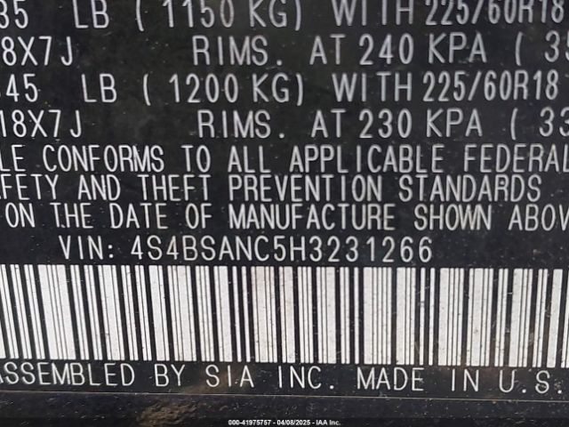 4S4BSANC5H3231266 Subaru Outback 2.5i Limited