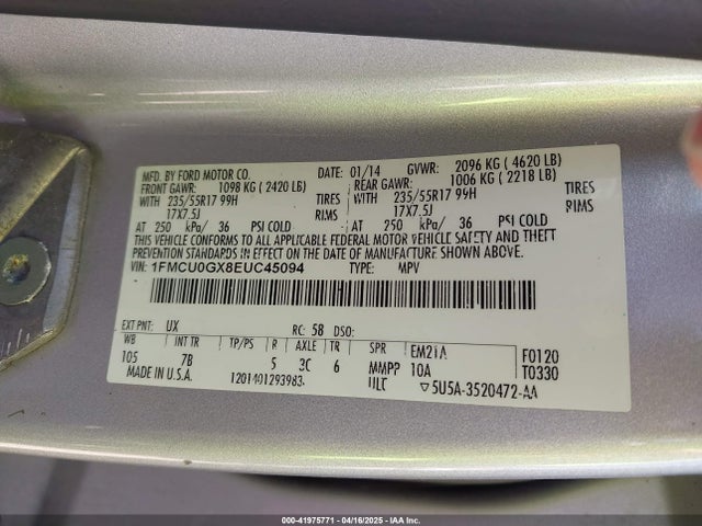 1FMCU0GX8EUC45094 Ford ESCAPE SE