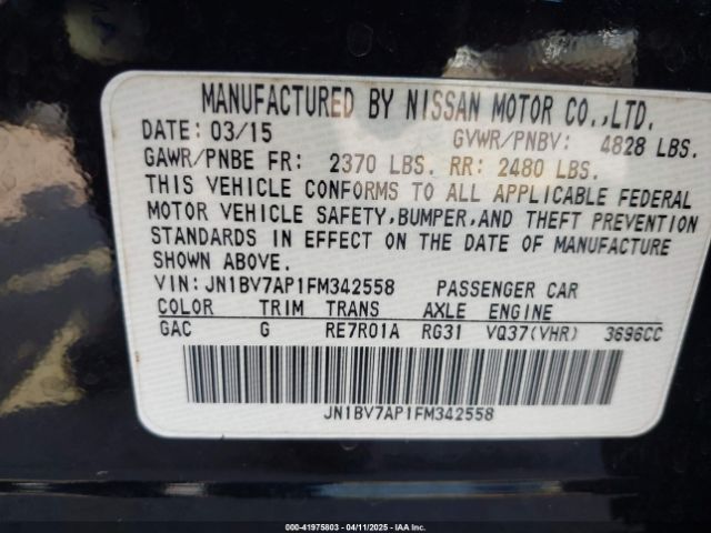 JN1BV7AP1FM342558 Infiniti Q50 Premium