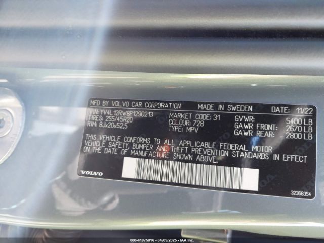 YV4L12RW8P1290213 Volvo Xc60 B5 Plus Dark Theme