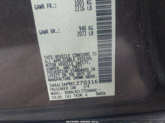 Nissan Altima 2.5 S 2014 1N4AL3AP9EC270316 Image 9