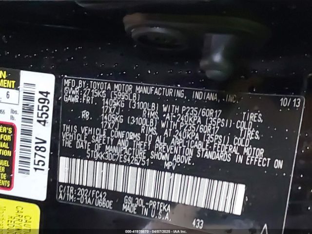 5TDKK3DC7ES426751 Toyota Sienna Le V6 8 Passenger