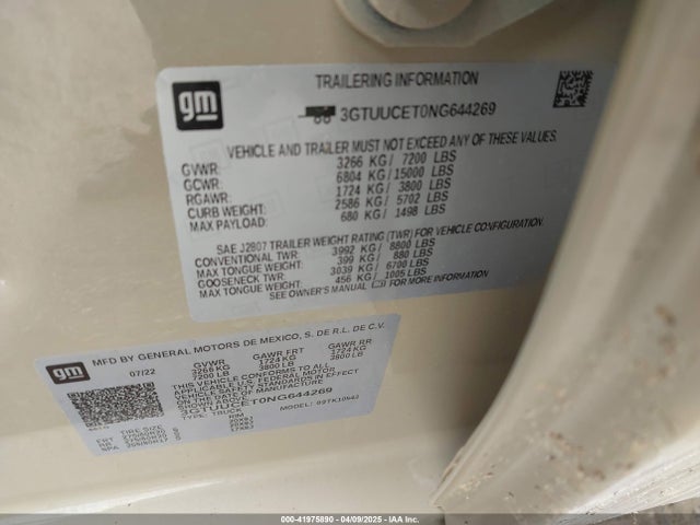 3GTUUCET0NG644269 GMC lm2