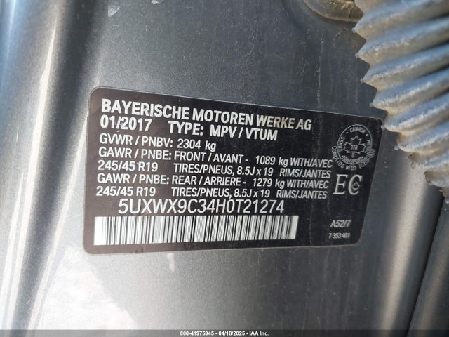 5UXWX9C34H0T21274 BMW X3 Xdrive28i