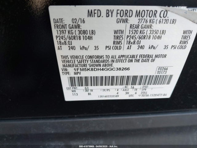 1FM5K8DH4GGC38266 Ford EXPLORER XLT