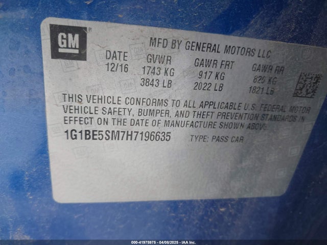 1G1BE5SM7H7196635 Chevrolet Cruze Lt Auto