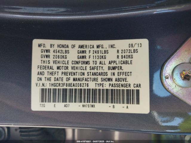 1HGCR3F88EA006276 Honda Accord Ex-l V-6