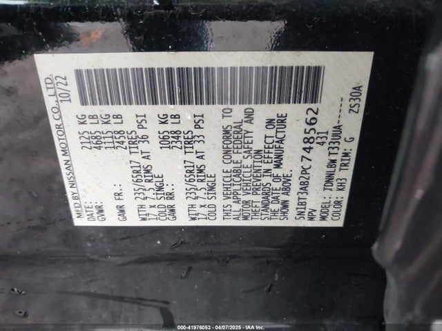 5N1BT3AB2PC748562 Nissan Rogue S Intelligent Awd