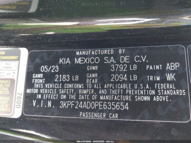 3KPF24AD0PE635654 KIA FORTE LX