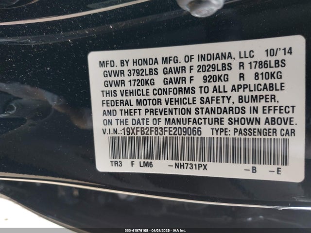 19XFB2F83FE209066 Honda CIVIC EX