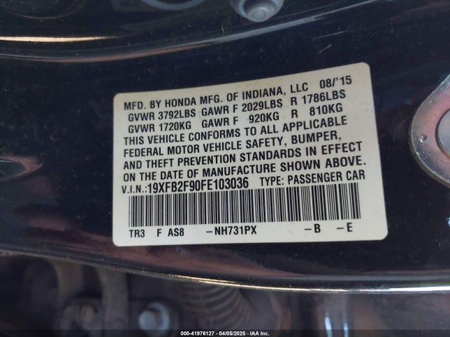 19XFB2F90FE103036 Honda Civic Ex-l