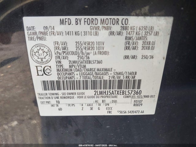 2LMHJ5ATXEBL57360 Lincoln Mkt Ecoboost